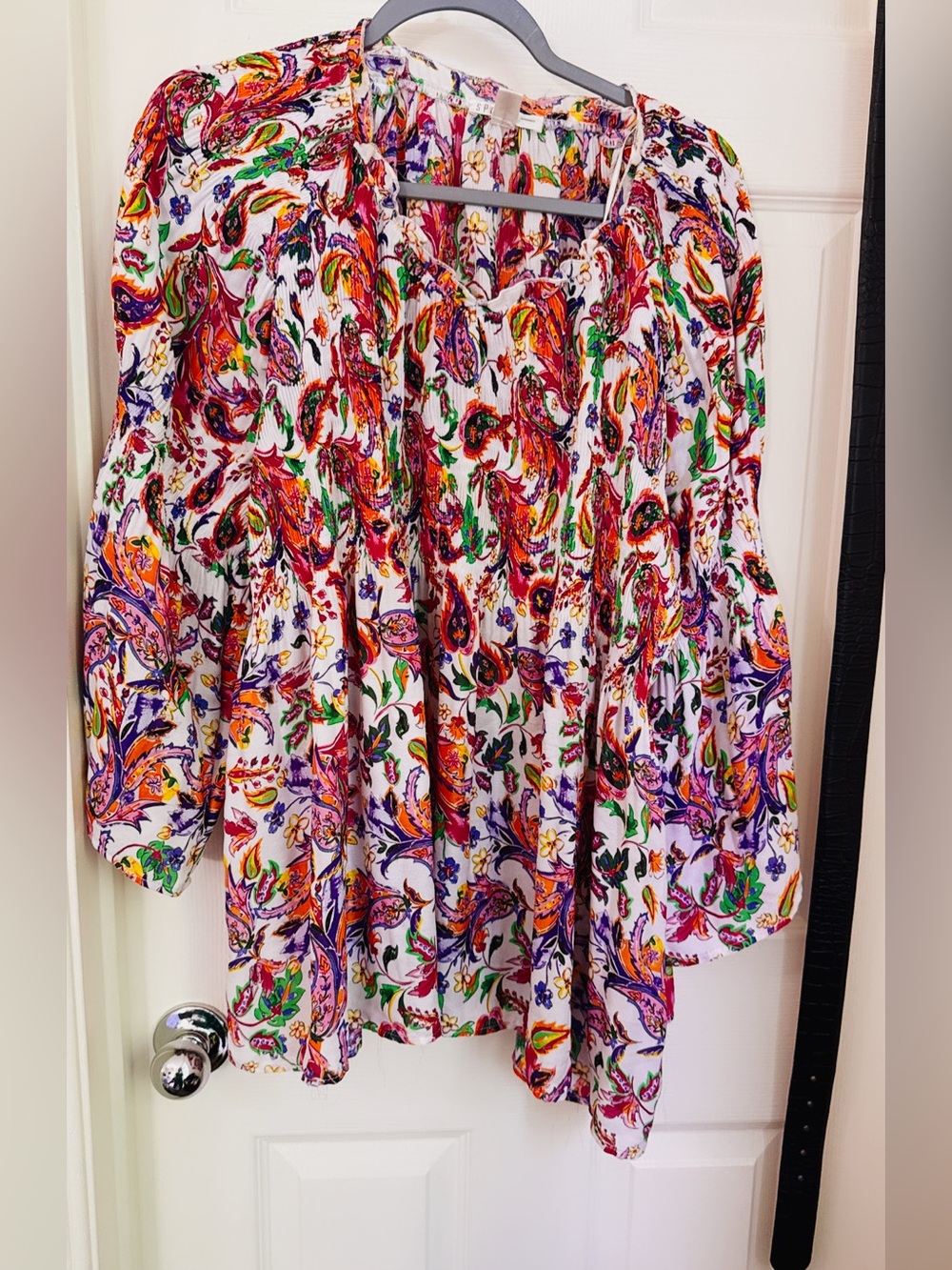 Spense White Multicolor Paisley Peasant Tunic